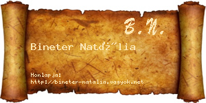 Bineter Natália névjegykártya